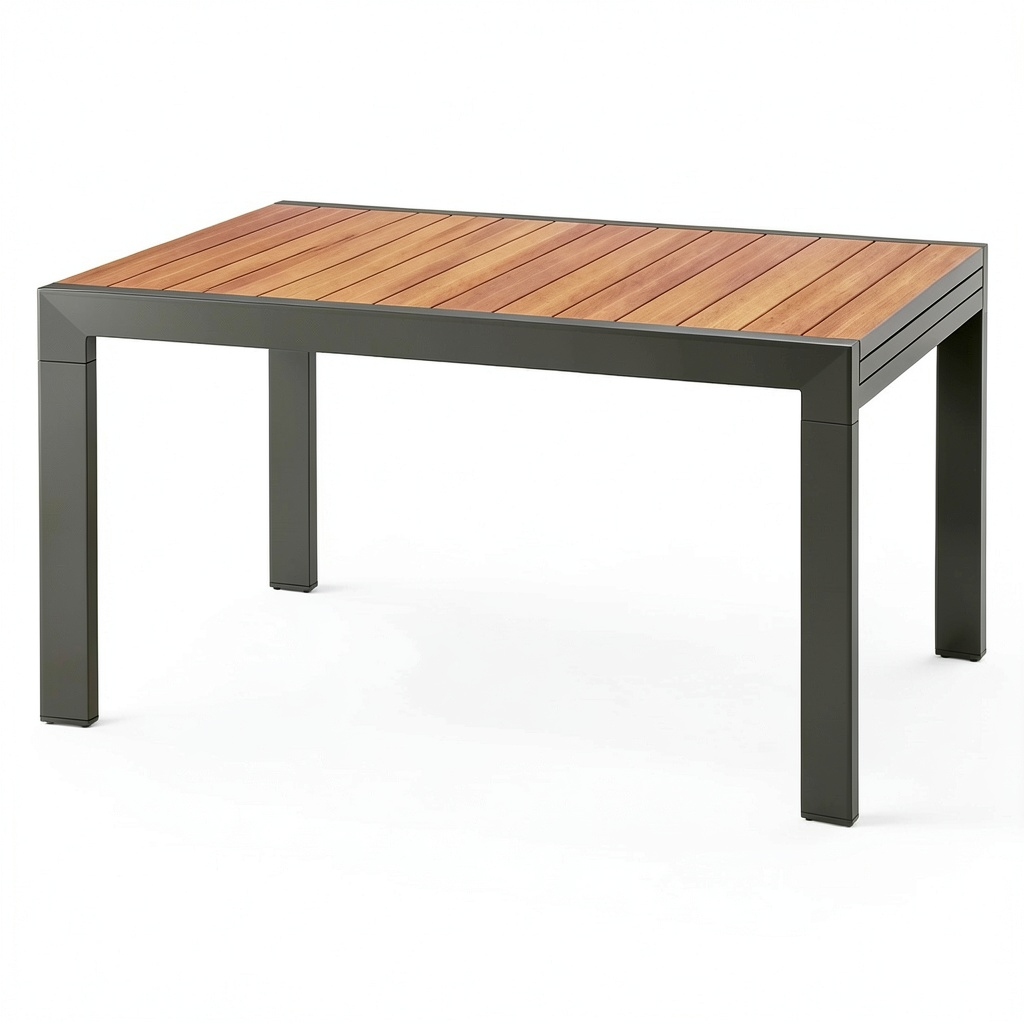Table, en aluminium, extensible, coloris beige, pour les espaces de vie