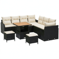 Salon de jardin, coloris noir et crème, pour la terrasse ou le jardin