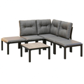 Salon de jardin, en résine tressée, coloris noir et gris, 6 pièces, pour la terrasse ou le jardin