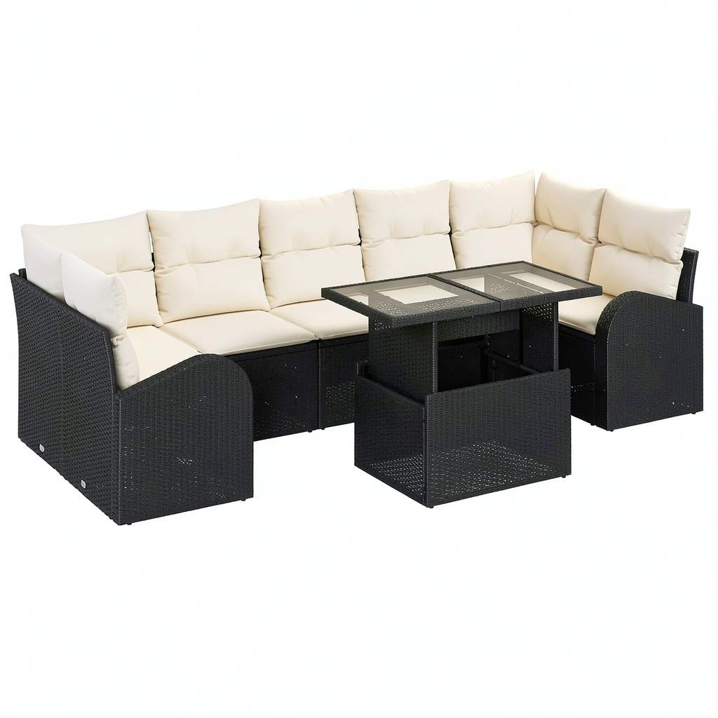 Salon de jardin, modulable, coloris noir, 8 pièces, pour la terrasse ou le jardin