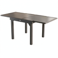 Table, 8 places, extensible, en aluminium et verre trempé, coloris gris et graphite, pour les espaces de vie