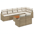 Salon de jardin, en résine tressée, coloris beige et crème, 9 pièces, pour la terrasse ou le jardin