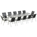 Salon de jardin, extensible, coloris blanc et gris, pour la terrasse ou le jardin