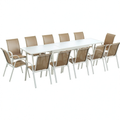 Salon de jardin, extensible, coloris blanc et beige, pour la terrasse ou le jardin