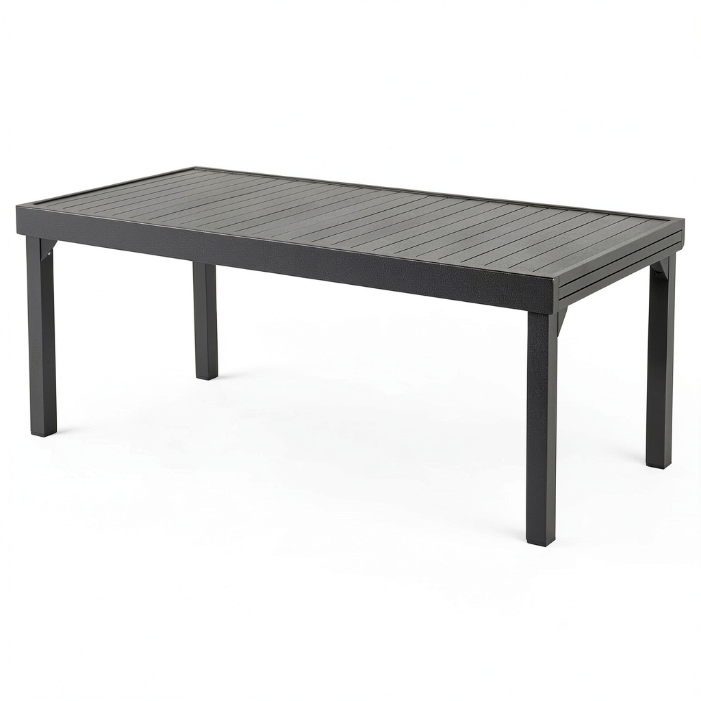 Table, extensible, en aluminium, coloris gris et graphite, pour les espaces de vie