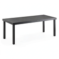 Table à manger, en aluminium, 8 places, 190 x 90 x 74 cm, coloris noir, pour la salle à manger
