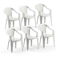 Chaise, en résine tressée, coloris blanc, 6 pièces, pour la salle à manger ou la cuisine