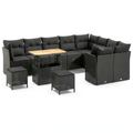 Salon de jardin, 12 pièces, modulable, coloris noir, pour la terrasse ou le jardin