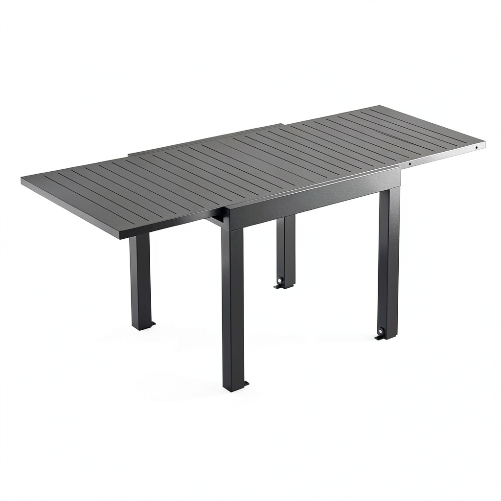 Table, extensible, en aluminium, 163 x 80 cm, pour les espaces de vie