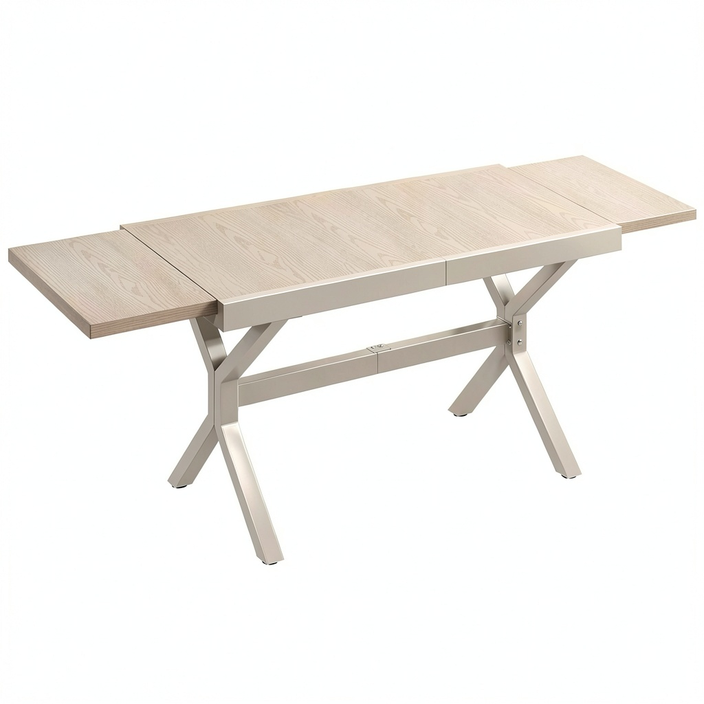 Table, en aluminium, extensible, coloris gris, 214 x 85 cm, pour les espaces de vie