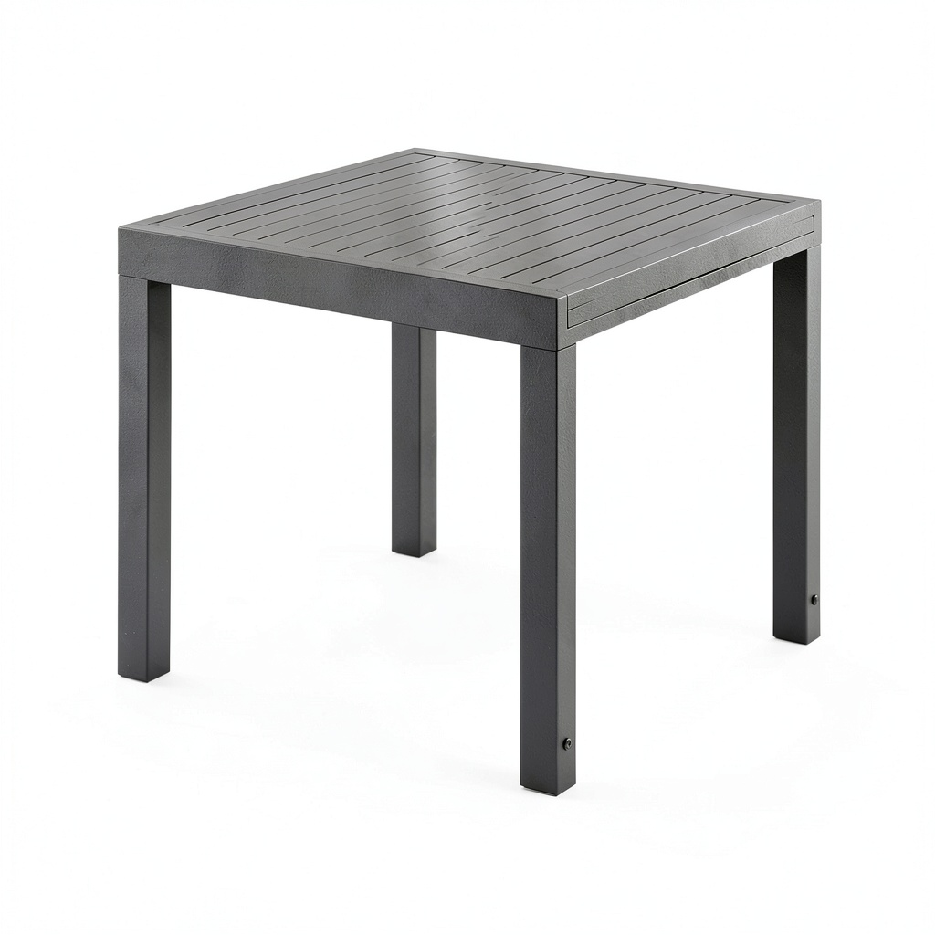 Table, extensible, en aluminium, 80 x 80 cm, coloris anthracite, pour les espaces de vie