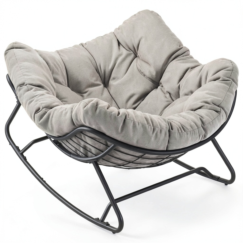 Fauteuil relax, en métal, coloris gris, pour le salon