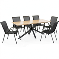 Salon de jardin, en métal, avec 8 chaises, coloris noir, pour la terrasse ou le jardin