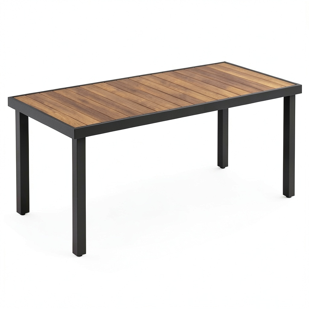 Table à manger, en aluminium, 8 places, 190 x 90 x 74 cm, coloris marron, pour la salle à manger