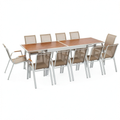 Salon de jardin, en verre trempé, extensible, coloris blanc, pour la terrasse ou le jardin