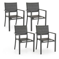 Salon de jardin, en aluminium, coloris gris, 4 pièces, pour la terrasse ou le jardin