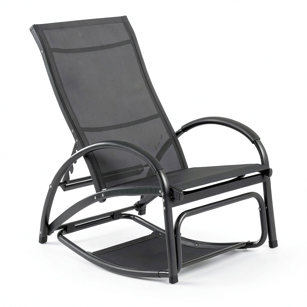 Chaise longue, en aluminium, coloris noir, pour la terrasse ou le jardin
